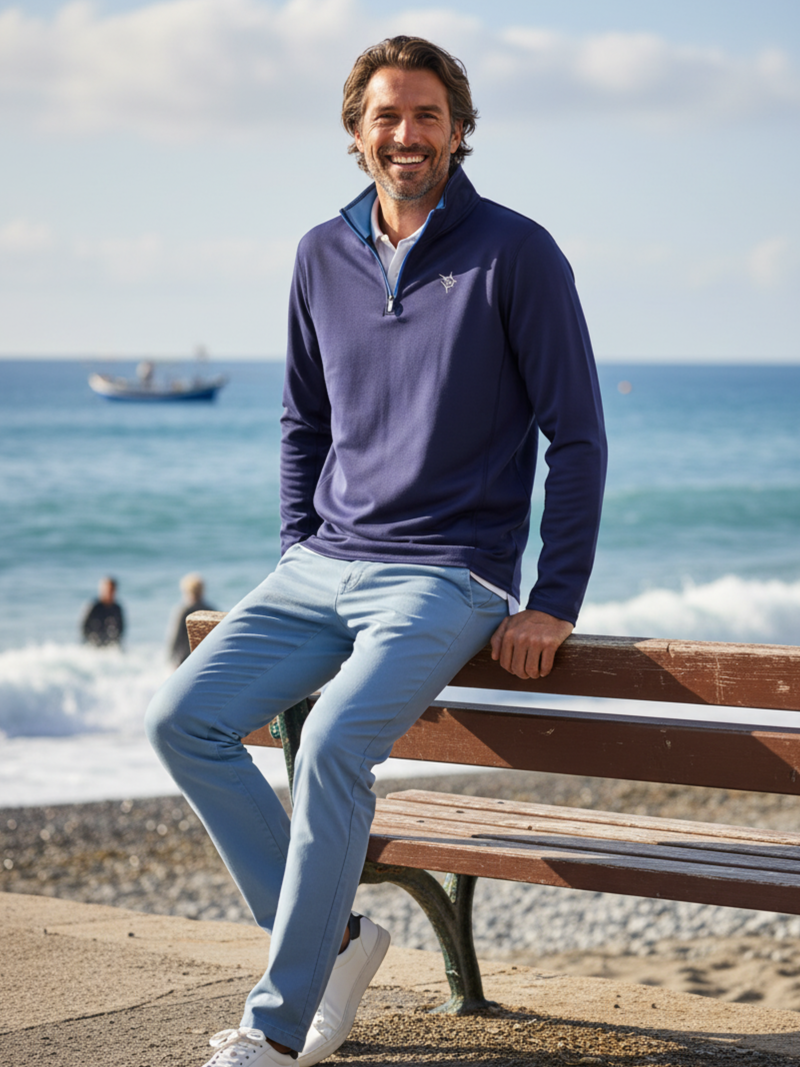 Montauk Performance Quarter Zip Navy Soft Brushed Poly Spandex