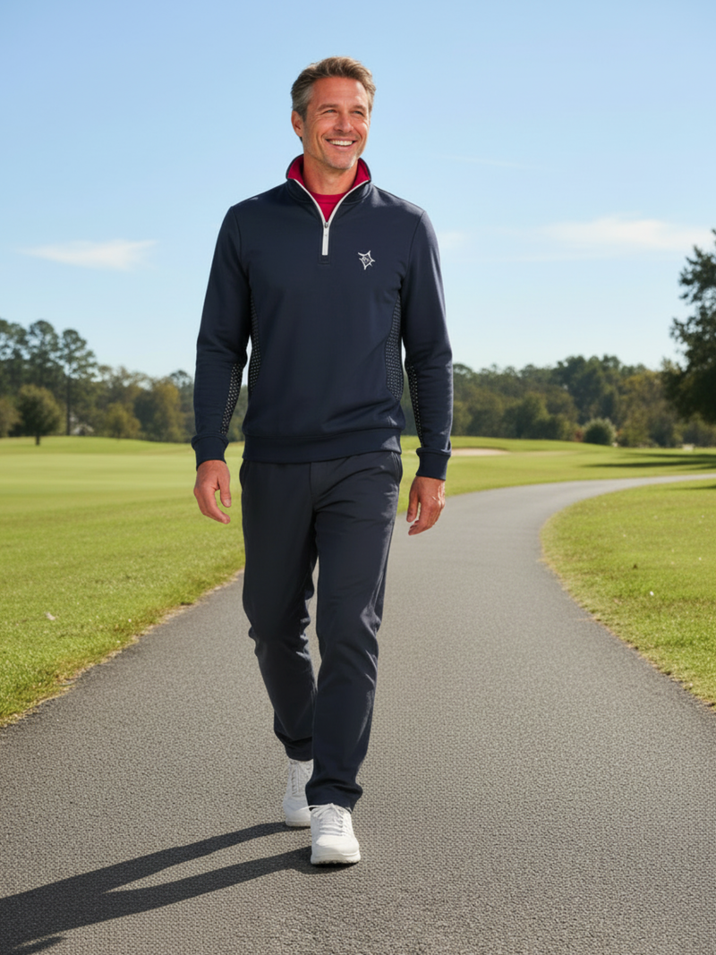 Monterey Performance Quarter Zip Slate Blue Light Weight – White