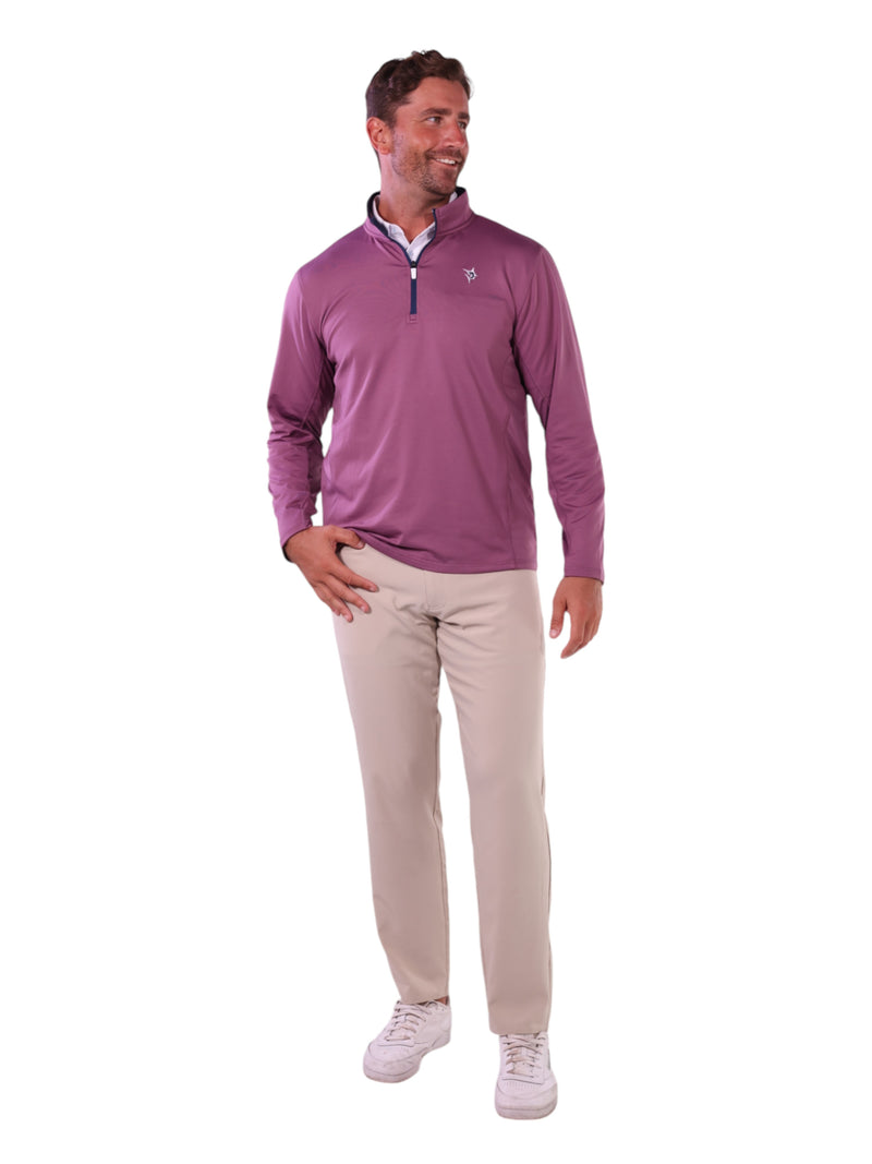 Montauk Performance Quarter Zip Plum Soft Brushed Poly Spandex