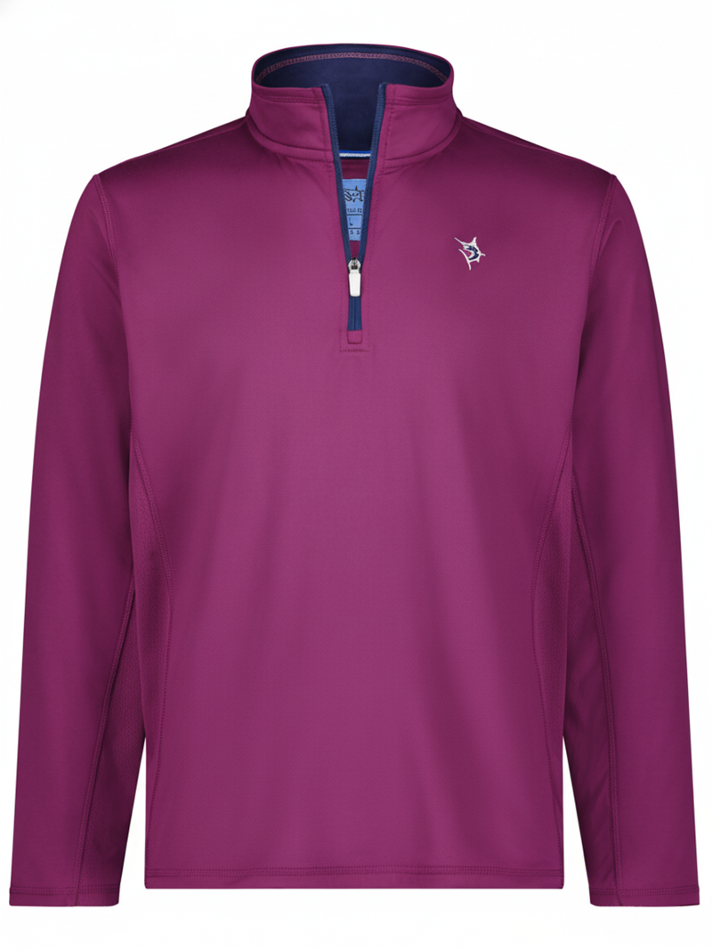 Montauk Performance Quarter Zip Plum Soft Brushed Poly Spandex
