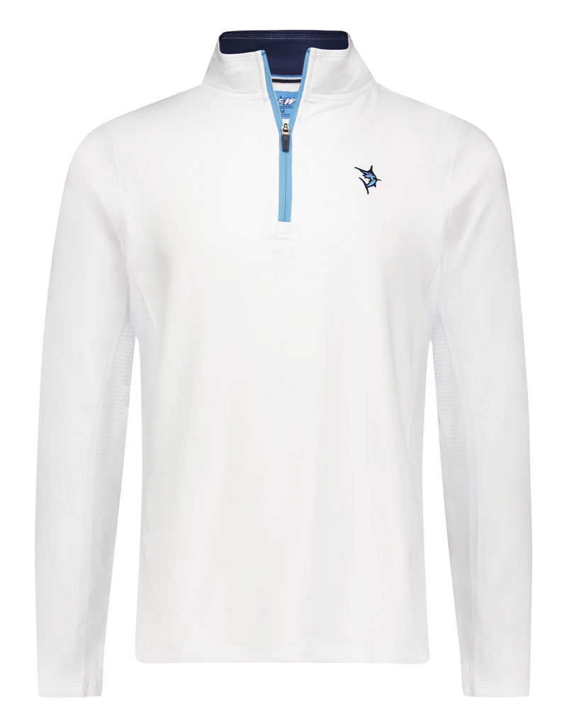 Montauk Performance Quarter Zip White Soft Brushed Poly Spandex