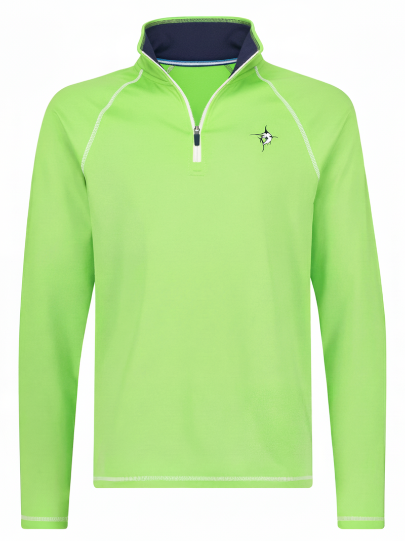 New Harbor Performance Quarter Zip Green Soft Brushed Poly Spandex