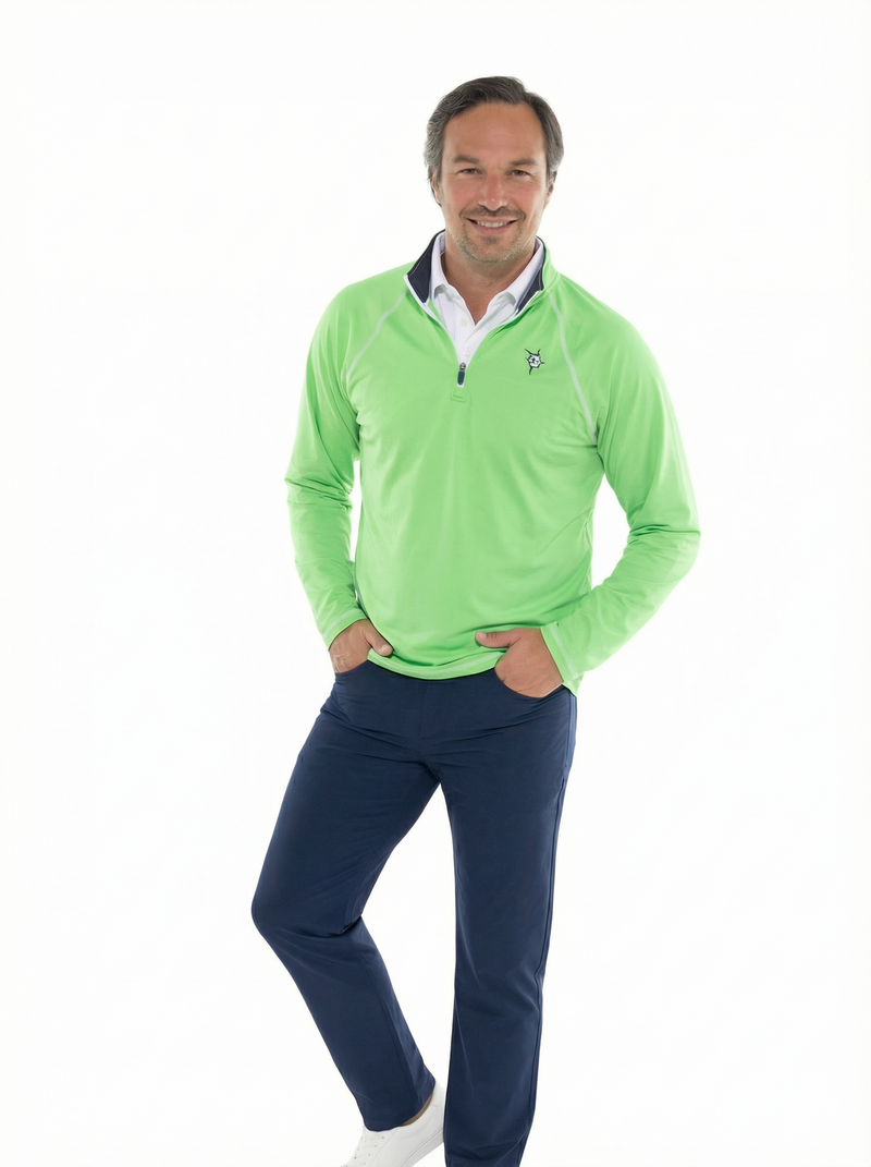 New Harbor Performance Quarter Zip Green Soft Brushed Poly Spandex