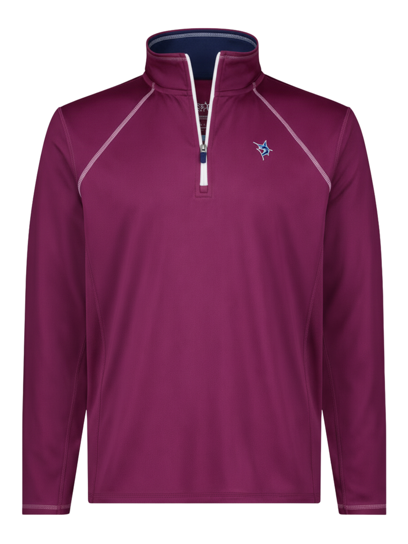 New Harbor Performance Quarter Zip Plum Soft Brushed Poly Spandex