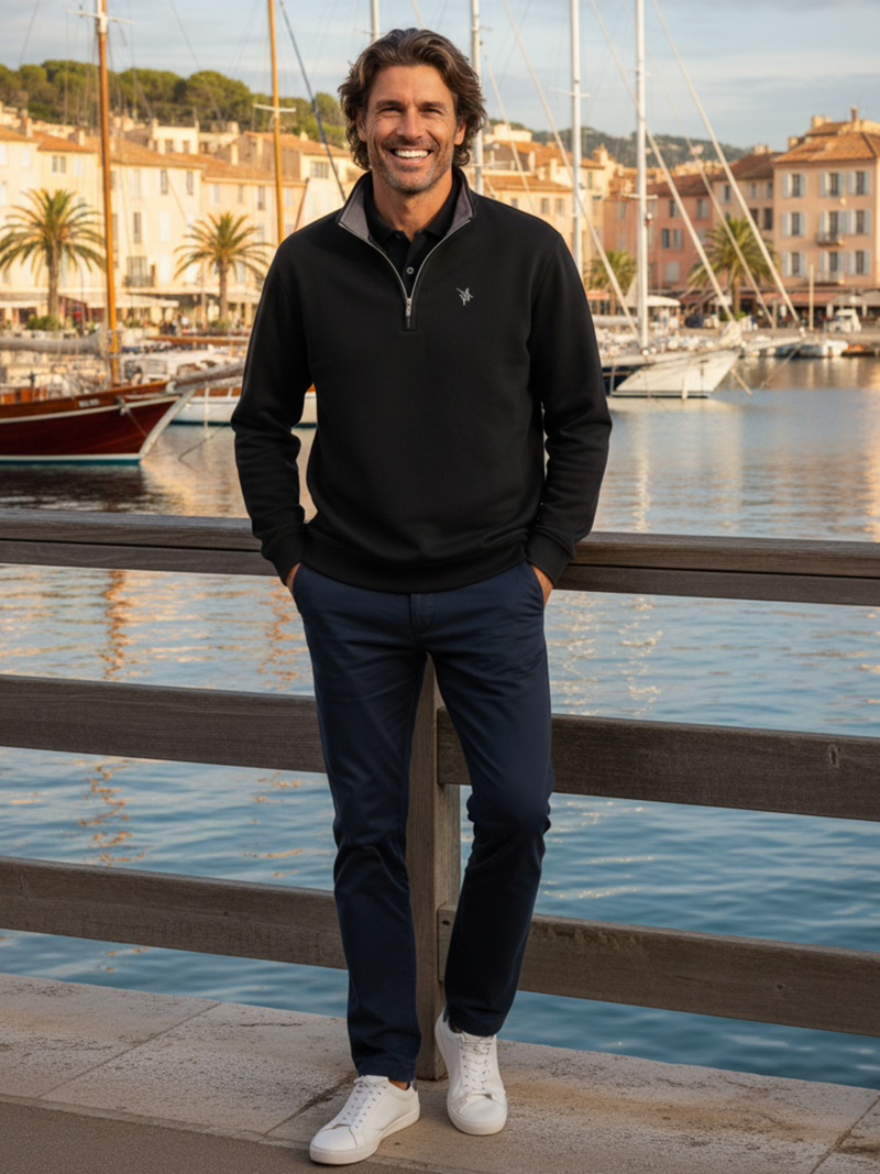 Turnberry Styish Men's Pullover- Super Soft Fabric - Black – White