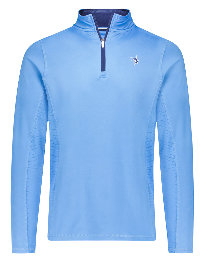 Montauk Performance Quarter Zip Light Blue Soft Brushed Poly