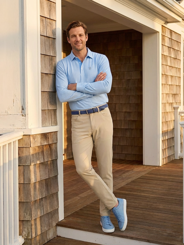 Vineyard Long Sleeve Polo - Back