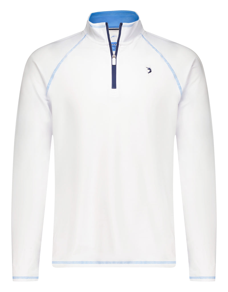 New Harbor Performance Quarter Zip White Soft Brushed Poly Spandex ...